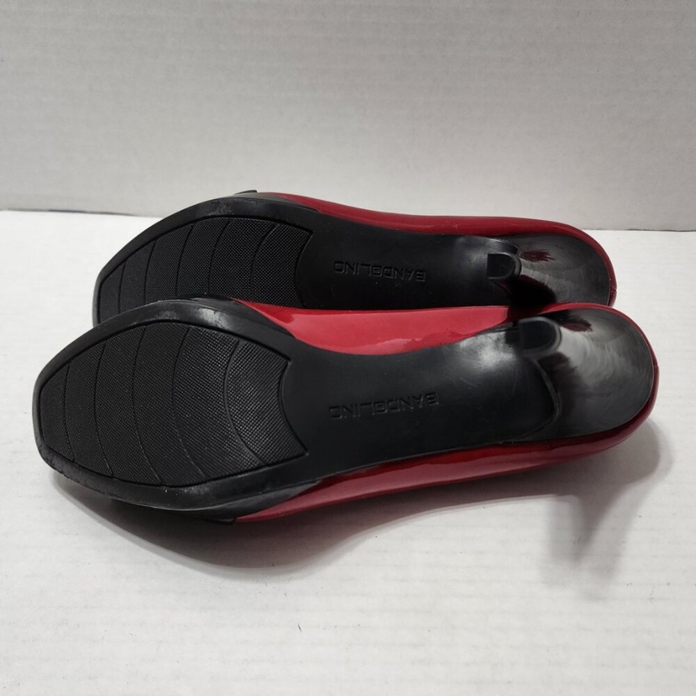 Bandolino Crepita Heels Peep Open Toe Heels - Red & Black Patent - Size 7 - Picture 6 of 7